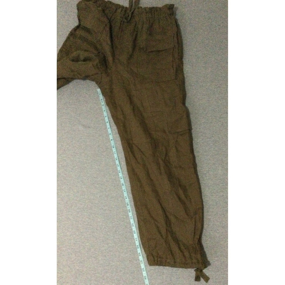 Magaschoni deep olive women SZ Large 100% Linen pants - Picture 13 of 15